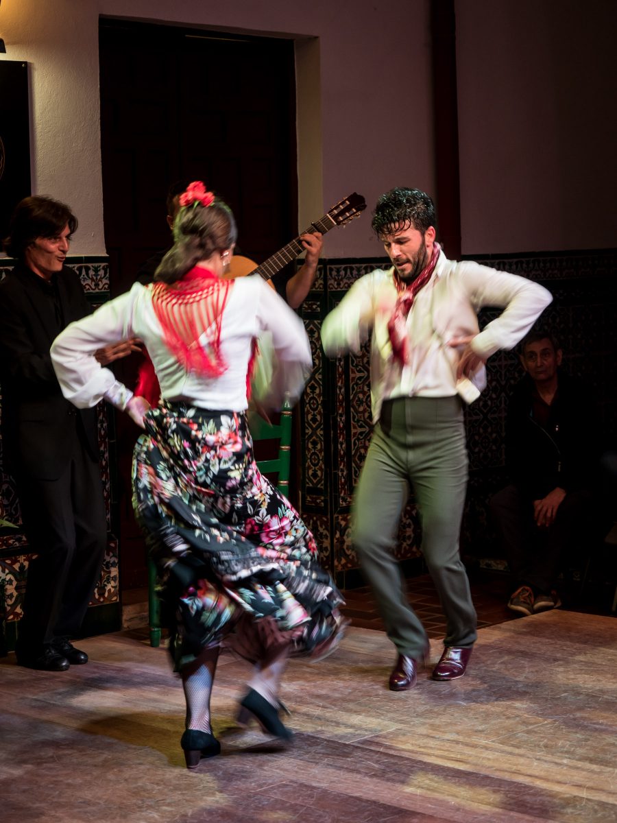 Man and woman dancing flamenco