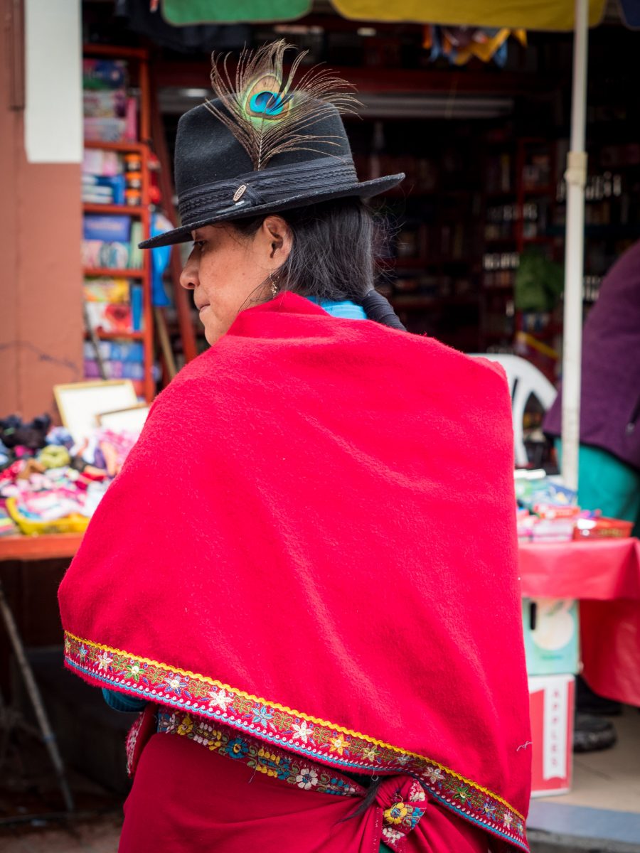 Woman in red poncho